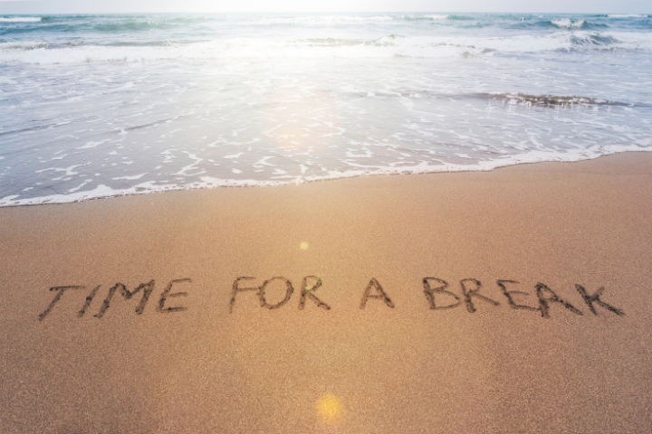 Time For A Break written On Beach