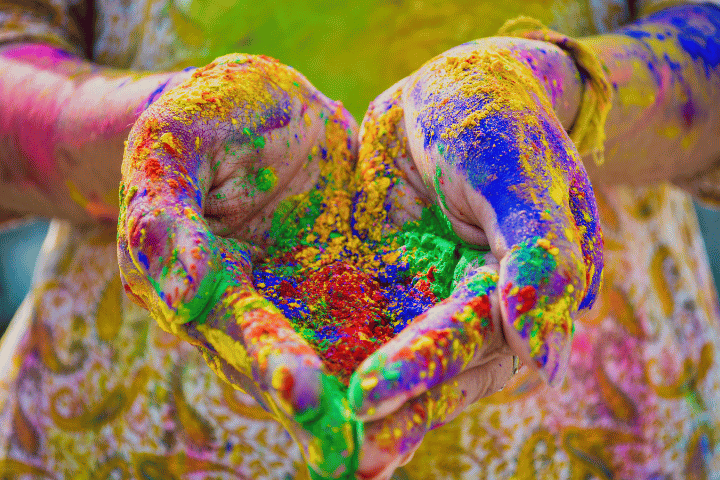 Person Holding Color Poweder