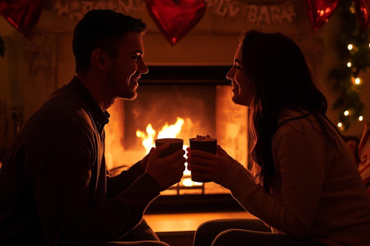 Couple in Front of Fireplace