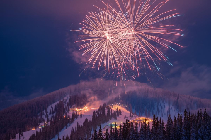 Fireworks over Ski Mountain
